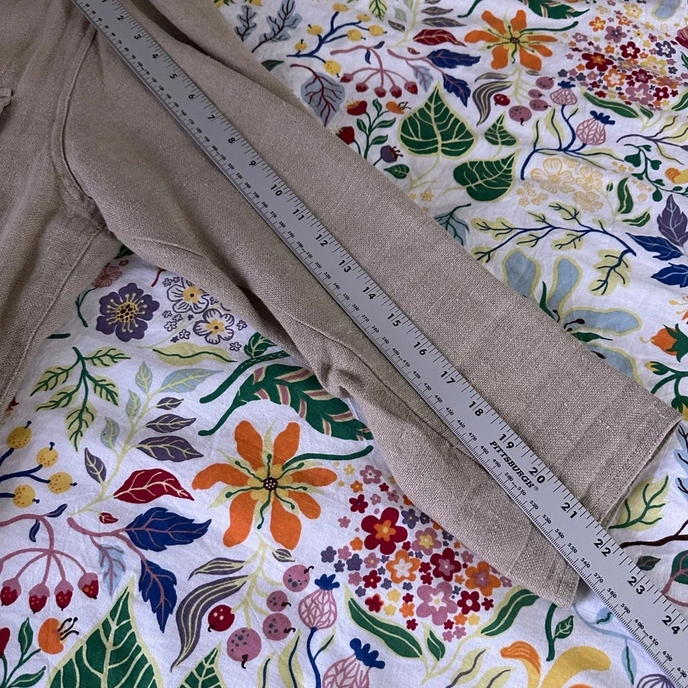 Vtg Banana Republic Safari‎ Jacket Mens XS Beige Linen Leather Collar Field Coat